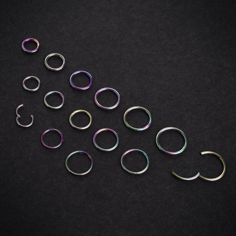 Anneau segment, anodisé arc-en-ciel, titane ASTM F136