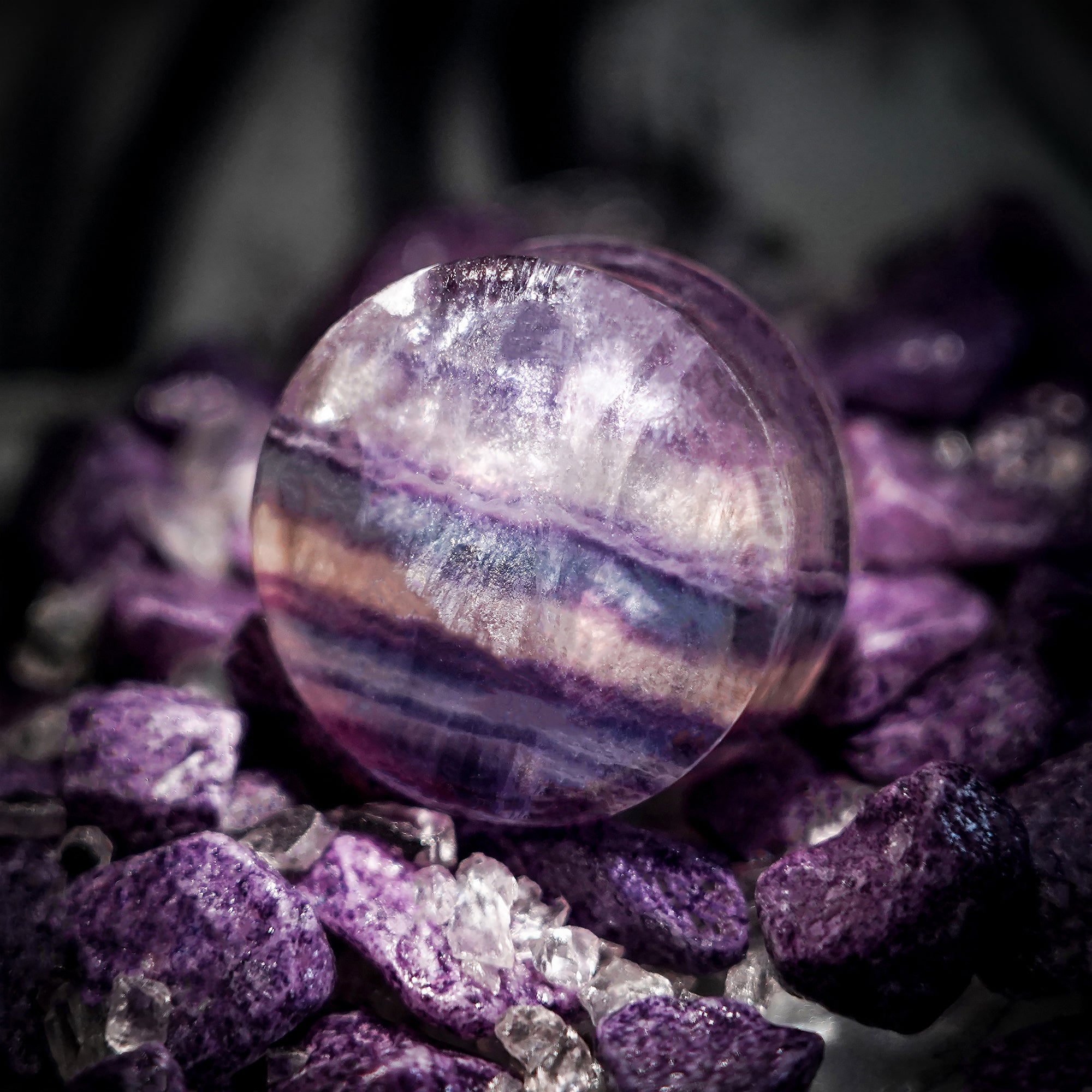 Rainbow Fluorite Stone Plug / Gauge