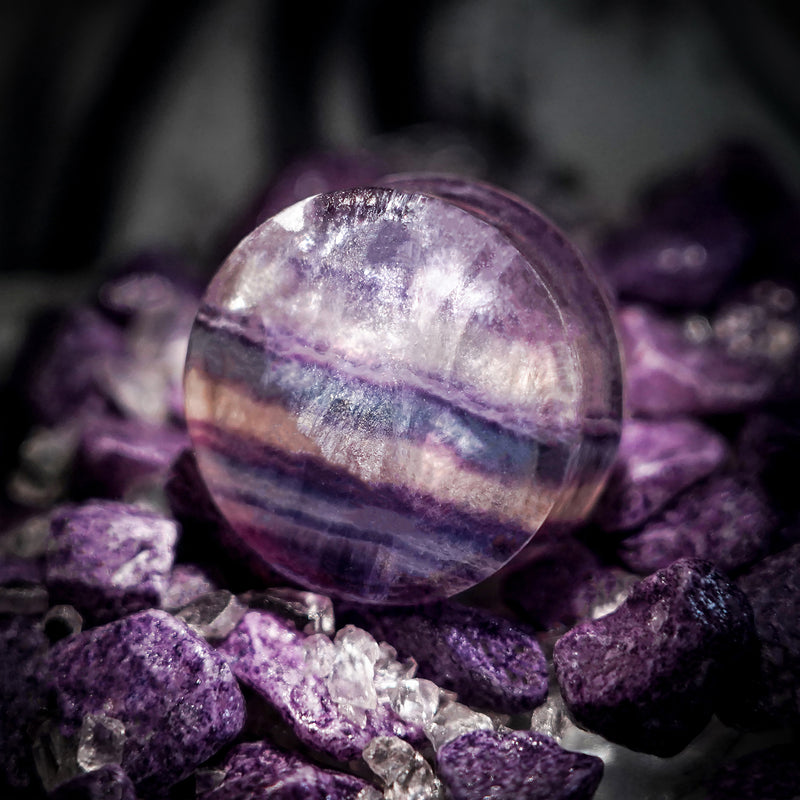 Rainbow Fluorite Stone Plug / Gauge