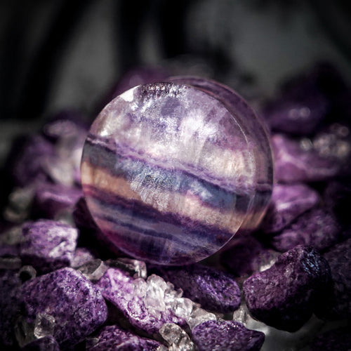 Rainbow Fluorite Stone Plug / Gauge