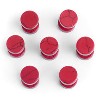 Faux Gauge / Plug d'oreille en howlite rouge