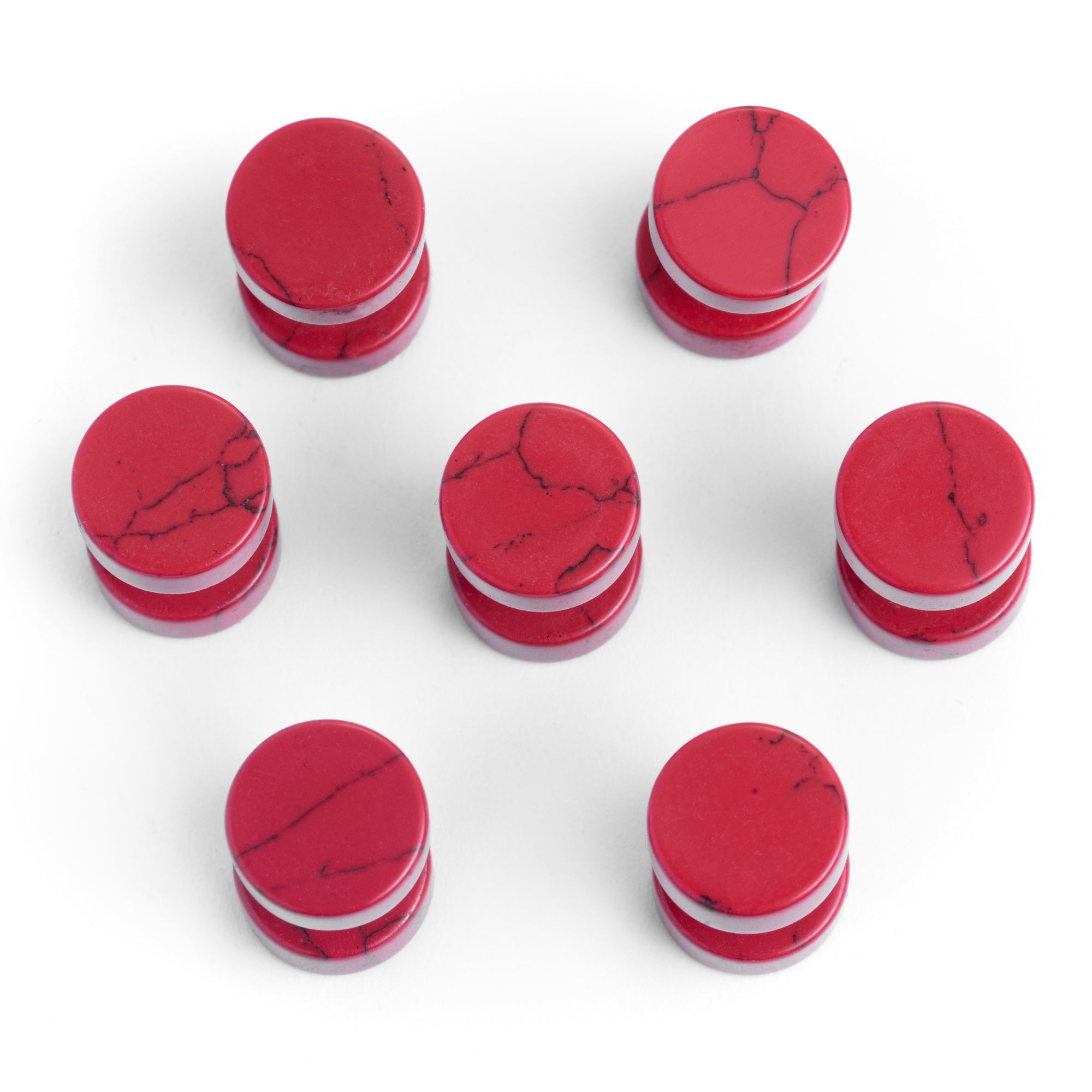 Red Howlite Fake Ear Gauge / Plug – Custom Plugs