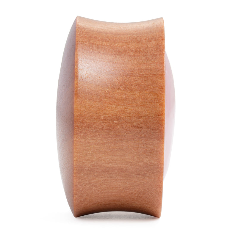 Plug / Gauge d'oreille en bois de Saba incrusté de pierre de quartz rose