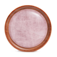 Plug / Gauge d'oreille en bois de Saba incrusté de pierre de quartz rose