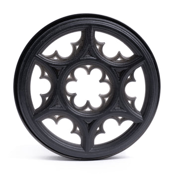 Rose Window 3D Black Steel Double Flare Screwback / Tunnel / Gauge