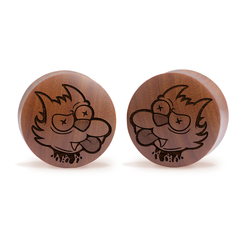 Scratchy Plug / Gauge - Saba Wood | Convex Double Flare - Lasered To Order In House At Custom Plugs HQ