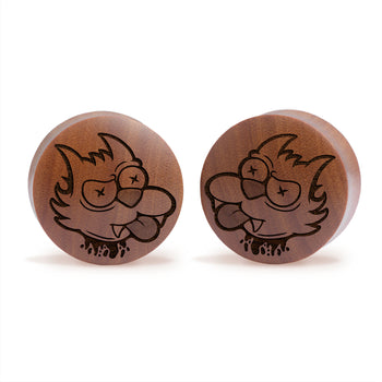 Cute pretty cool Rose Quartz Stone Inlay Saba Wood Ear Plug / Gauge