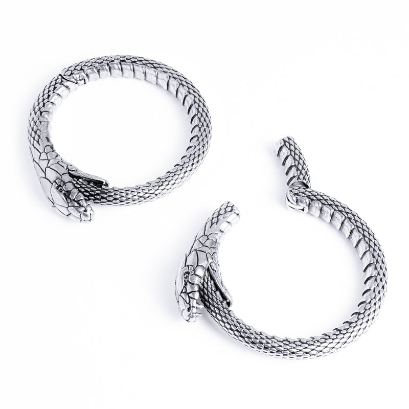 Poids d'oreille serpent en acier argenté - Paire