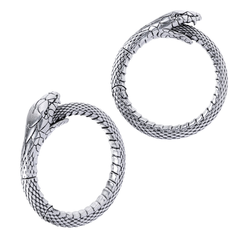Poids d'oreille serpent en acier argenté - Paire