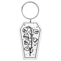 Boucles d'oreilles plug pendantes cercueil fleurs mortes argentées