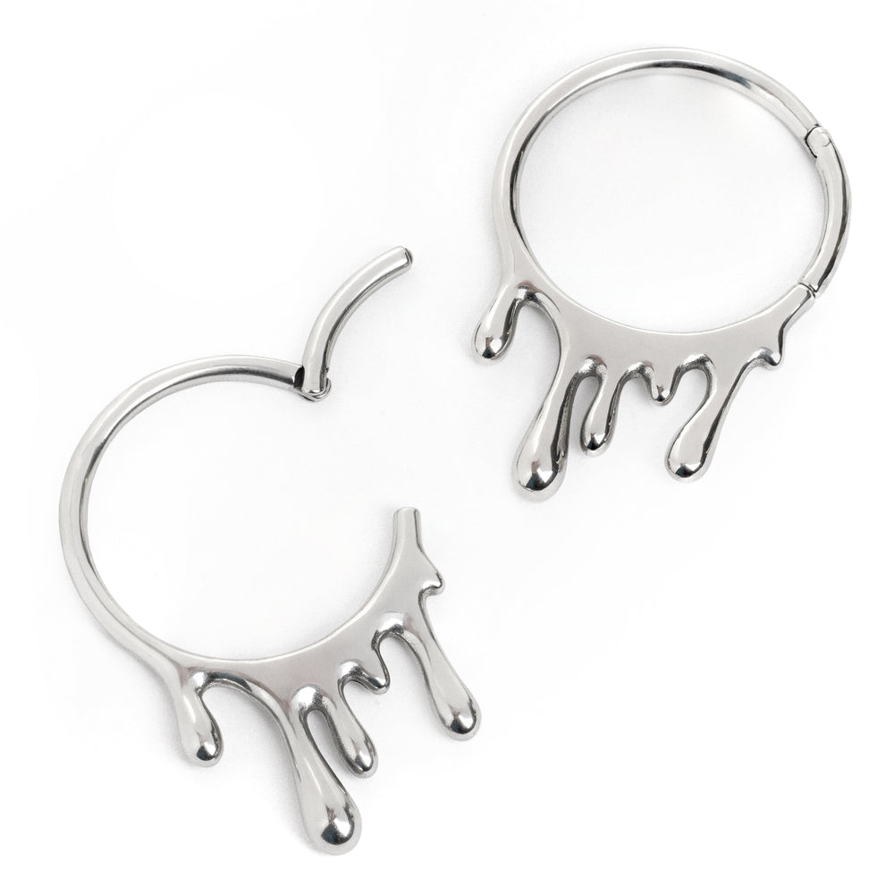 Silver Drippy Earring Hangers (Pair) - Pair Of Silver Drippy Ear Weights for Stretched Ears