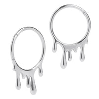 Pendants d'oreille à coulures en acier argenté - Paire