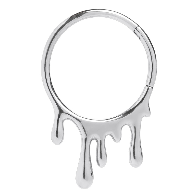 Pendants d'oreille à coulures en acier argenté - Paire