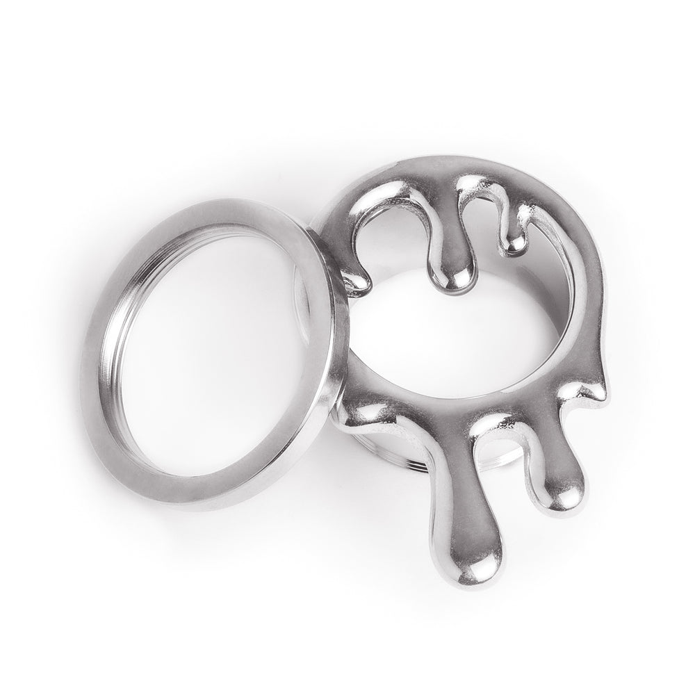 Silver Drippy Screwback Stainless Steel Tunnel - Metal Ear Tunnels / Plugs / Gauges in 8mm (0g) - 16mm (5/8th)