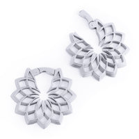 Poids d'oreille fleur mandala en acier argenté - Paire