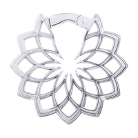 Poids d'oreille fleur mandala en acier argenté - Paire