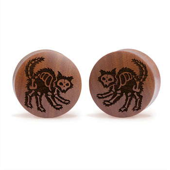 Alternative Tattooed man wearing 90's Retro Flames Plug / Gauge - Saba Wood | Flat Faced Double Flare