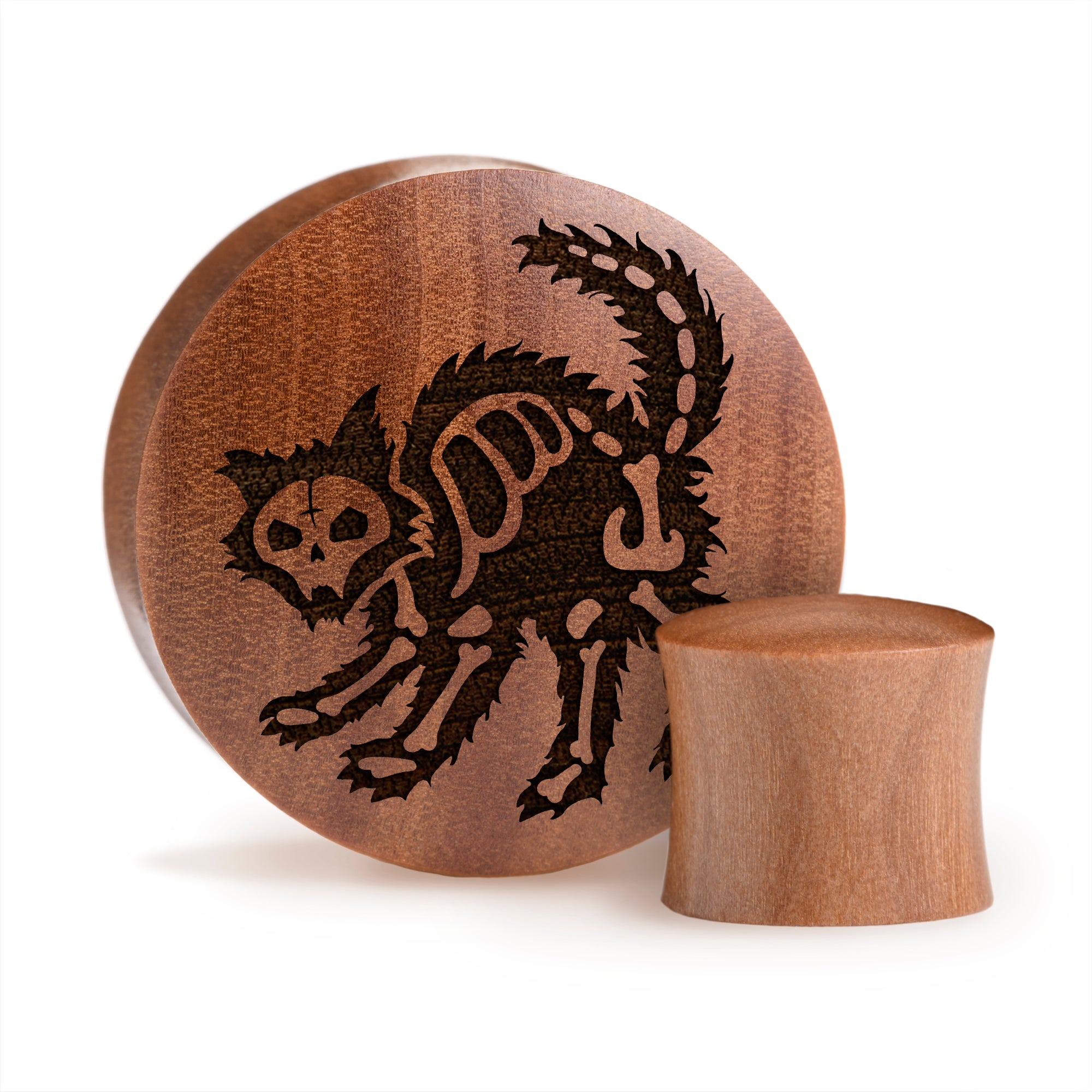 Skelettkatze Plug / Gauge - Saba-Holz | Konvexer Doppel-Flare