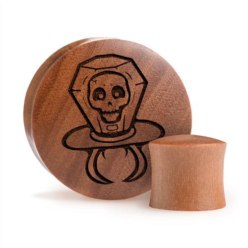 Skull Candy Ring Plug / Gauge - Saba Wood | Convex Double Flare