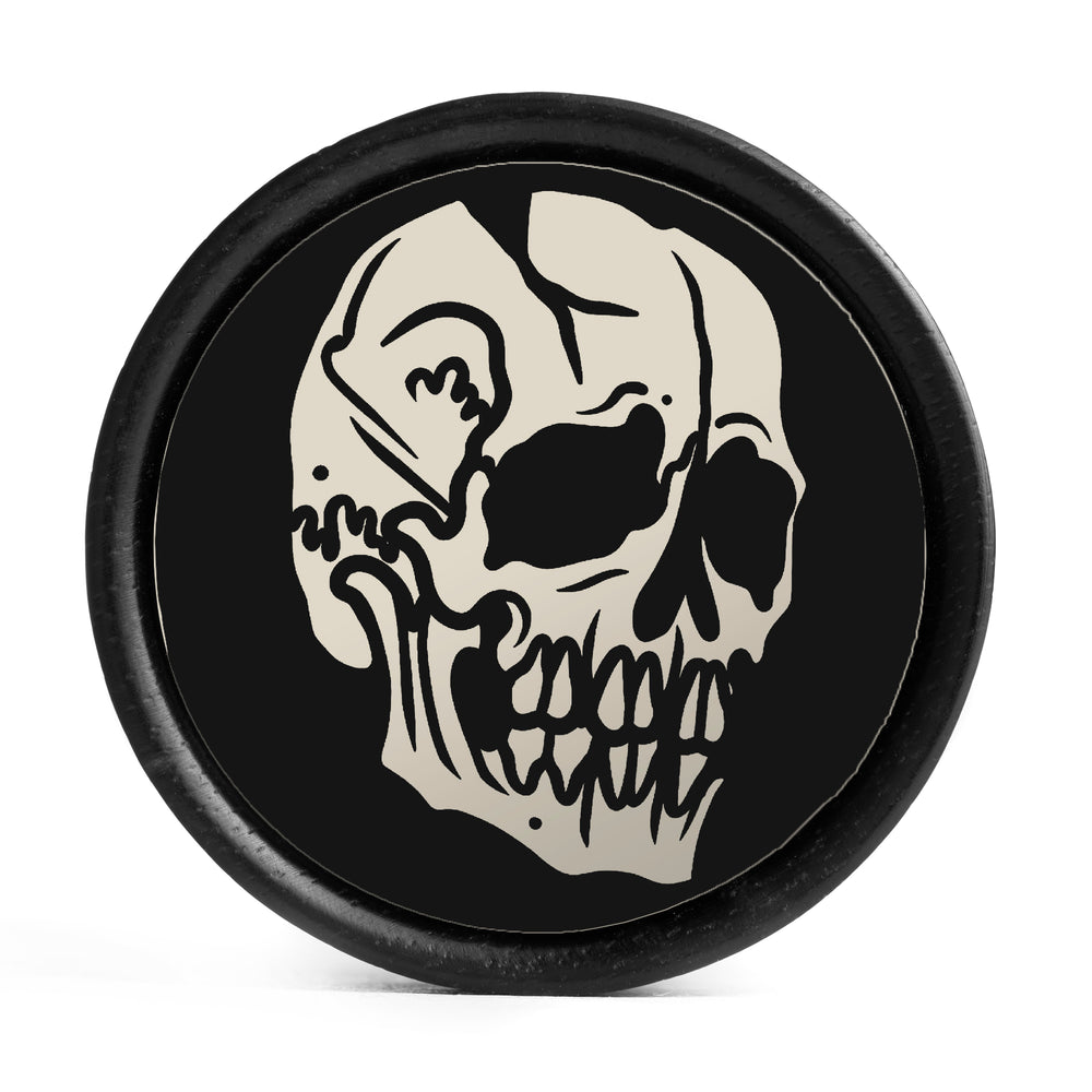 Totenkopf Plug/Messgerät – Elfenbeinfarbenes und schwarzes Inlay aus Ebenholz | Konvexe Doppelflare