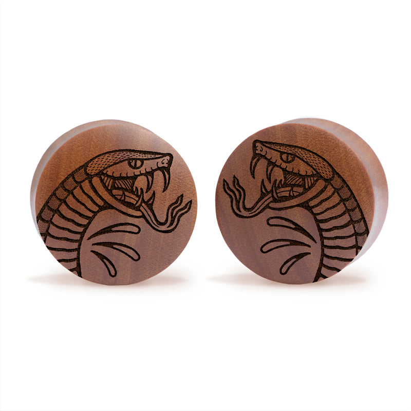 Plug / Gauge Morsure de serpent - Bois de Saba | Convexe double évasé