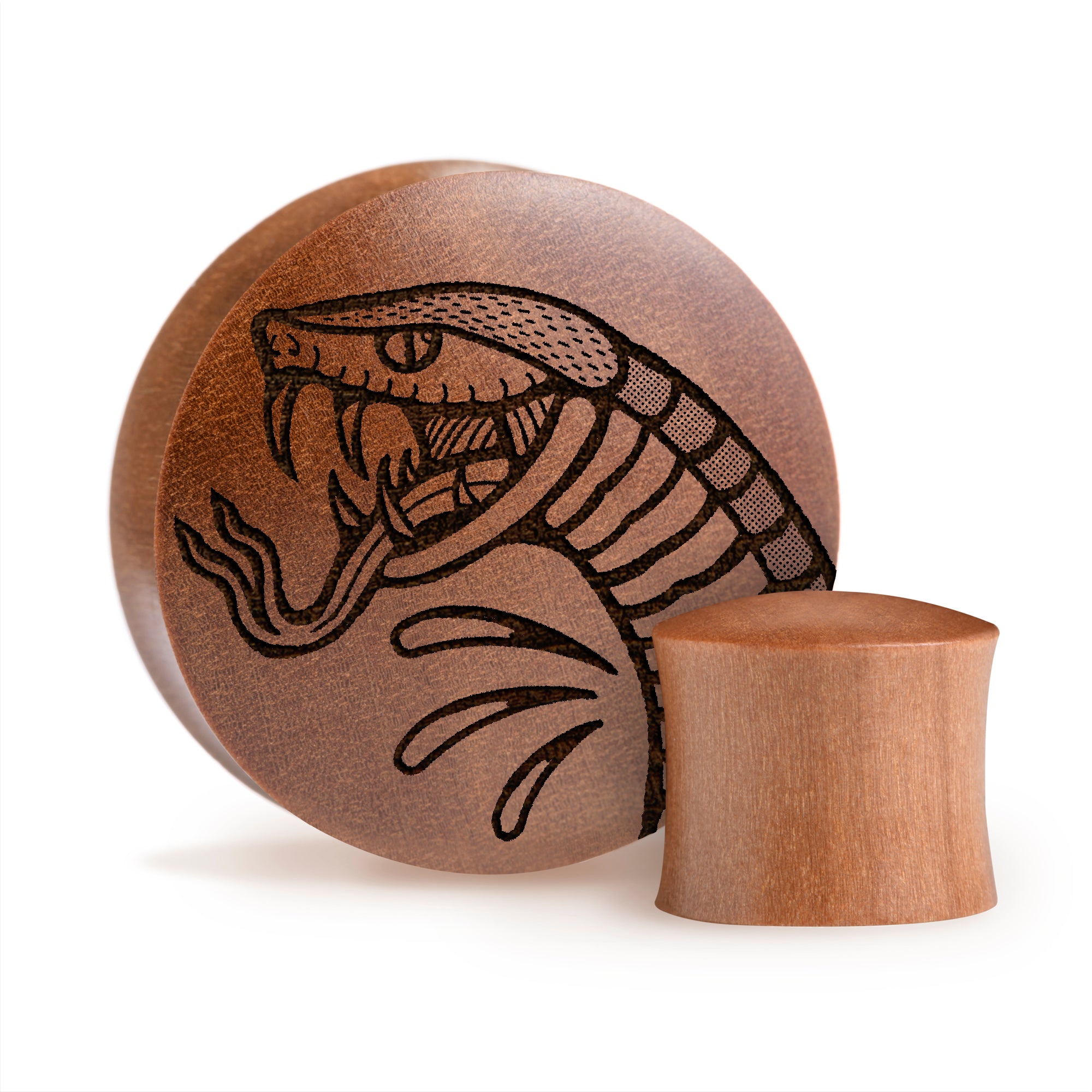 Schlangenbiss Plug / Manschette - Saba Holz | Konvexe Doppelkalotte