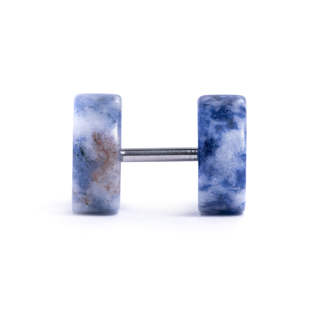 Sodalite Fake Plug / Gauge - Fake Gauge Earrings In Synthetic Stone