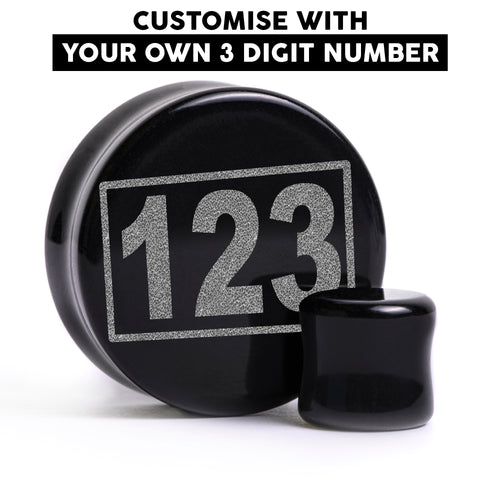 Choose Your Own Number - Squid Game Plug / Gauge - Black Glass | Flat Faced Double Flare