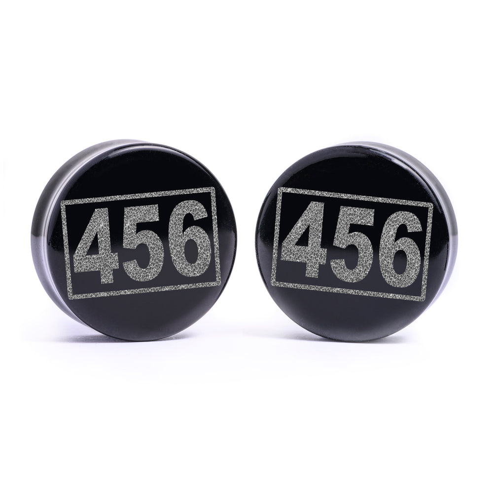 Gi-Hun Number - Squid Game Plug / Gauge - Black Glass | Flat Faced Double Flare - Lasered To Order In House At Custom Plugs HQ