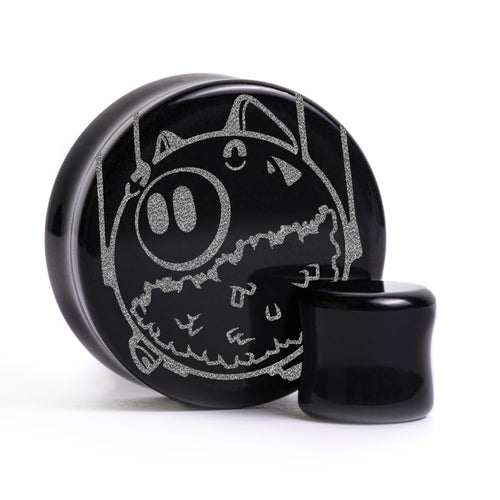 Piggy Bank - Squid Game Plug / Gauge - Black Glass | Flat Faced Double Flare