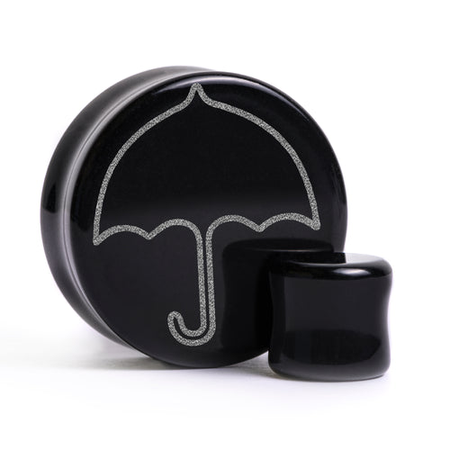 Umbrella Cookie - Squid Game Plug / Gauge - Black Glass | Flat Faced Double Flare