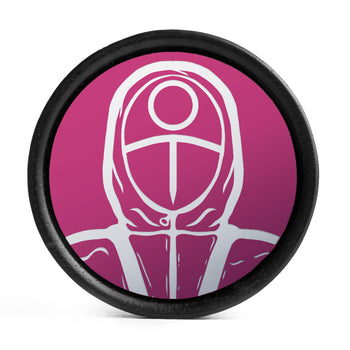 Circle Guard - Squid Game Plug / Gauge - Pink & White Inlay Ebony Wood | Convex Double Flare