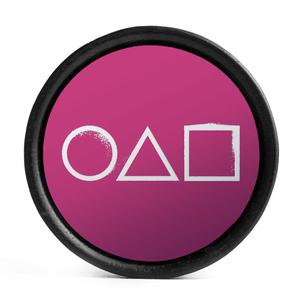 Squid Game Card Plug / Gauge - Pink & White Inlay Ebony Wood | Convex Double Flare - Lasered To Order In House At Custom Plugs HQ