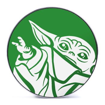 Baby Yoda, Green & White Inlay Screwback Double Flare Silver Steel Ear Stretching Plug
