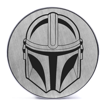 Beskar Steel Helmet, Brushed Silver & Black Inlay Screwback Double Flare Silver Steel Ear Stretching Plug