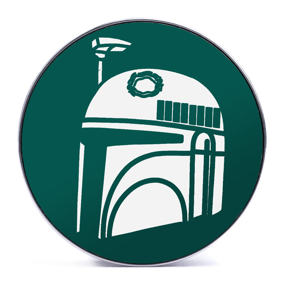 Boba Fett, Evergreen & White Inlay Screwback Double Flare Silver Steel Ear Stretching Plug - Lasered To Order In House At Custom Plugs HQ