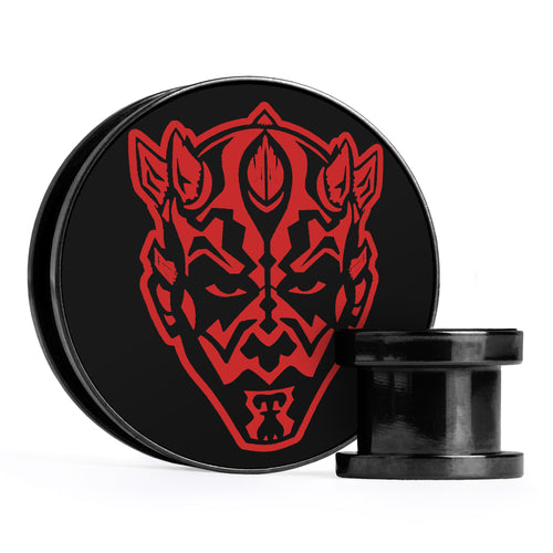 Darth Maul, Black & Red Inlay Screwback Black Steel Ear Stretching Plug