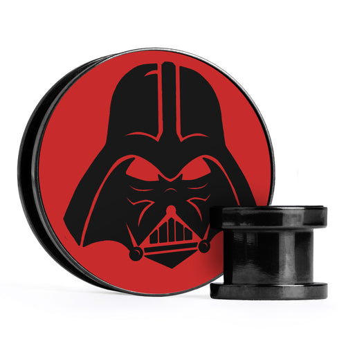Darth Vader, Black & Red Inlay Screwback Black Steel Ear Stretching Plug