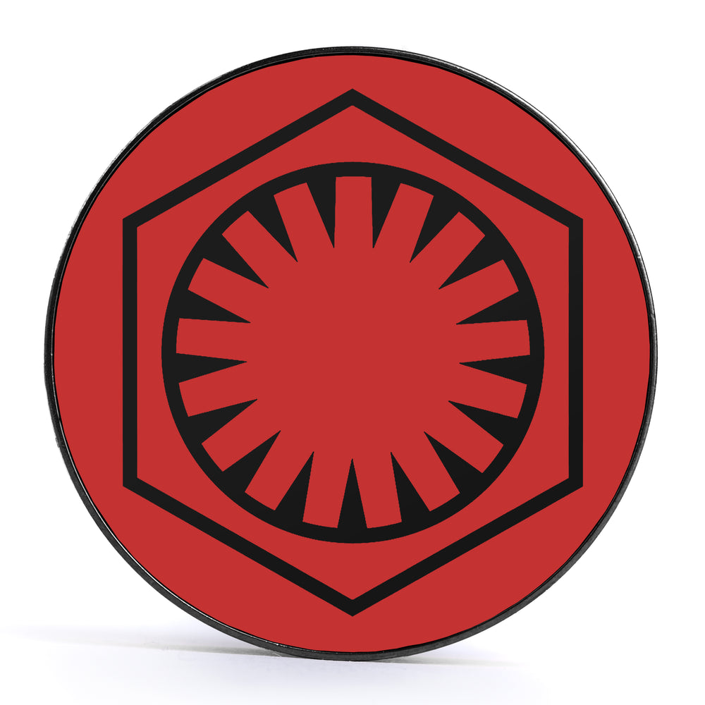 First Order, Black & Red Inlay Screwback Black Steel Ear Stretching Plug - Lasered To Order In House At Custom Plugs HQ