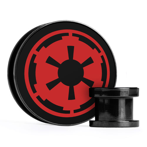 Galactic Empire, Black & Red Inlay Screwback Black Steel Ear Stretching Plug