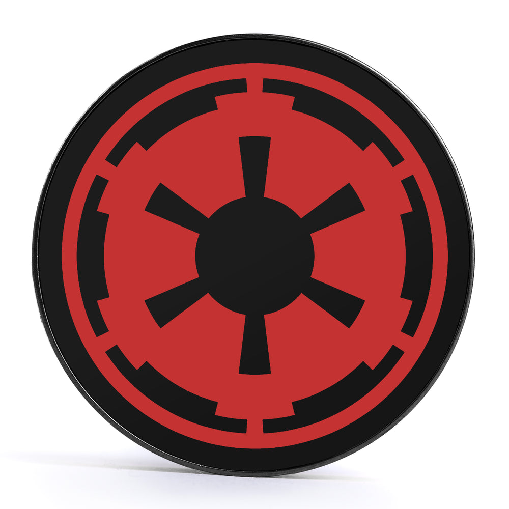 Galactic Empire, Black & Red Inlay Screwback Black Steel Ear Stretching Plug - Lasered To Order In House At Custom Plugs HQ