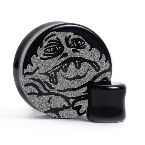 Jabba The Hutt Plug - Black Glass | Flat Faced Double Flare