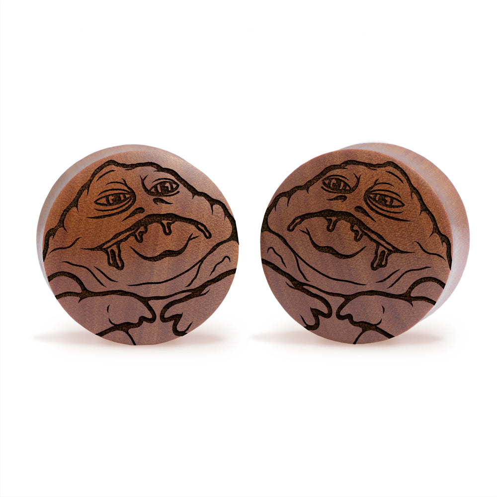 Jabba The Hutt Plug - Saba Wood | Convex Double Flare - Lasered To Order In House At Custom Plugs HQ