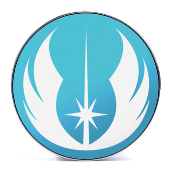Jedi Order, Light Blue & White Inlay Screwback Double Flare Silver Steel Ear Stretching Plug