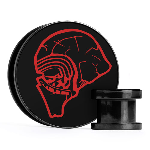 Kylo Ren, Black & Red Inlay Screwback Black Steel Ear Stretching Plug