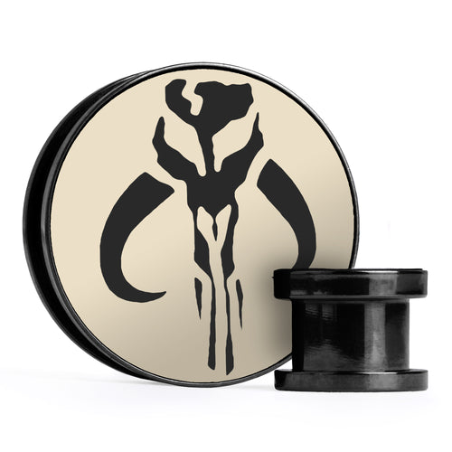 Mythosaur, Ivory & Black Inlay Screwback Black Steel Ear Stretching Plug