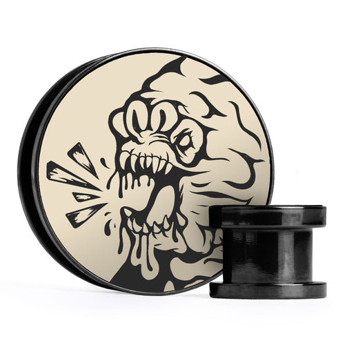 Rancor, Ivory & Black Inlay Screwback Black Steel Ear Stretching Plug