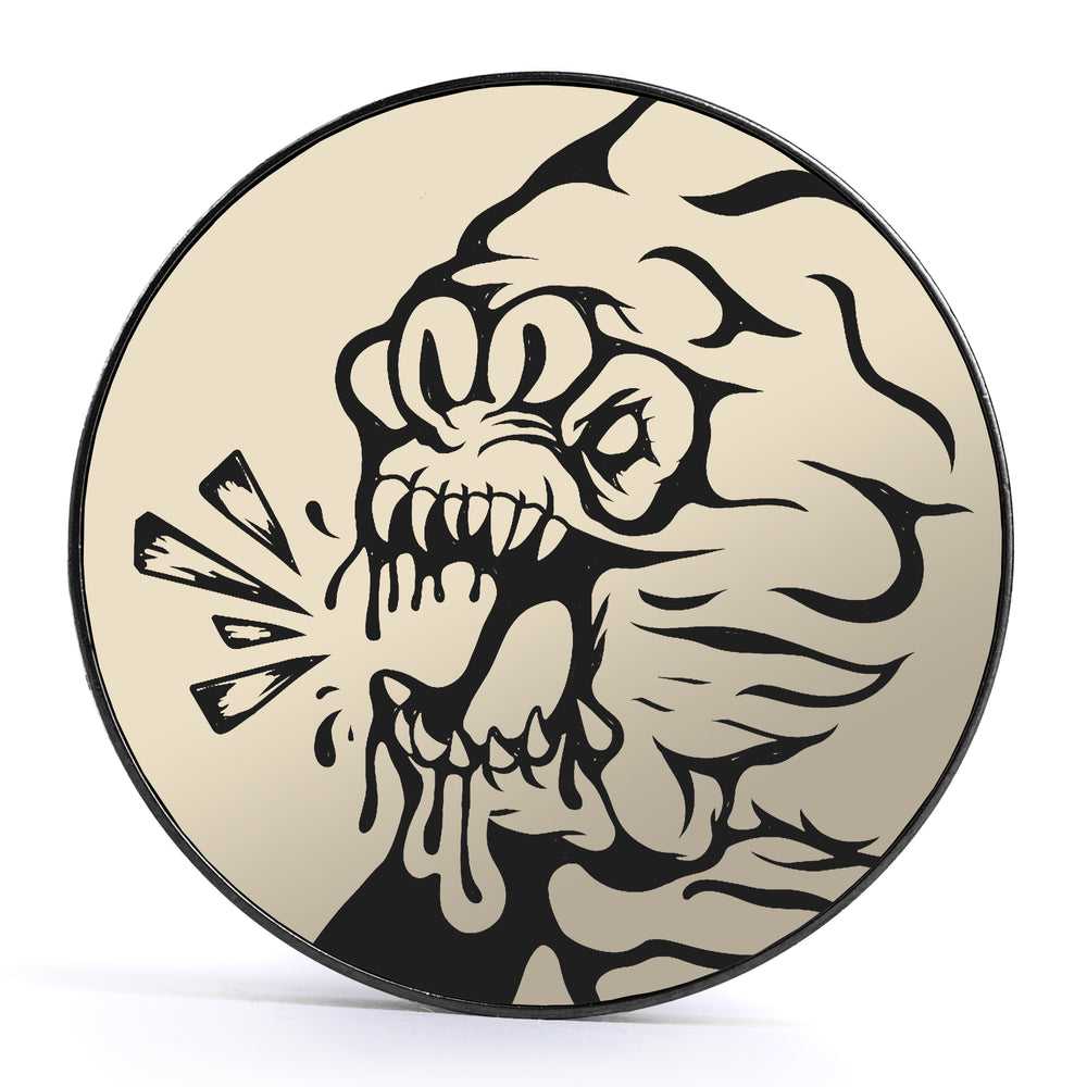 Rancor, Ivory & Black Inlay Screwback Black Steel Ear Stretching Plug - Lasered To Order In House At Custom Plugs HQ