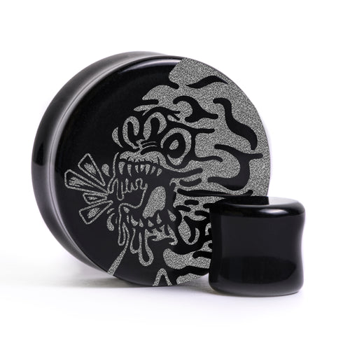 Rancor Plug - Black Glass | Flat Faced Double Flare