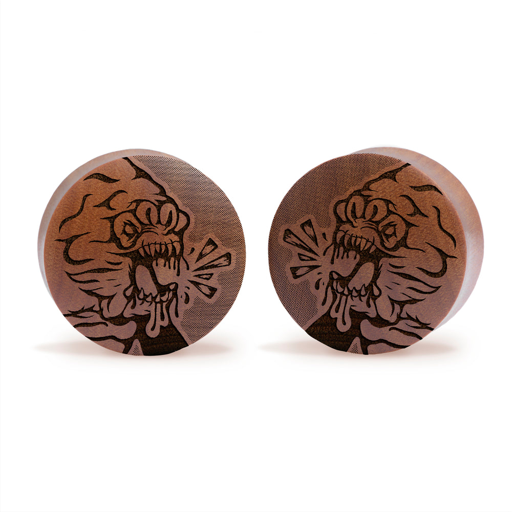 Rancor Plug - Saba Wood | Convex Double Flare - Lasered To Order In House At Custom Plugs HQ